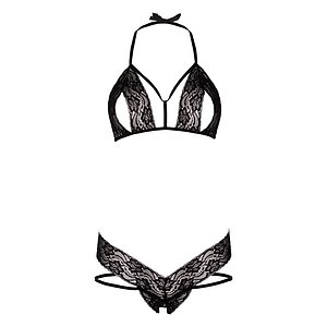 Set Leg Avenue Strappy Lace Negru XS-L Thumb 2