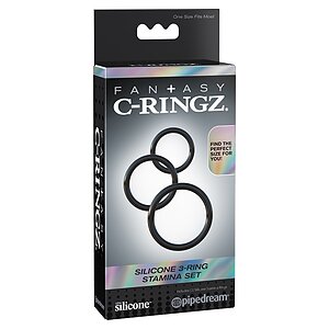 Silicone 3-Ring Stamina Set Negru Thumb 2