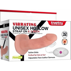 Strap On Vibrating Unisex Hollow 19cm Thumb 3