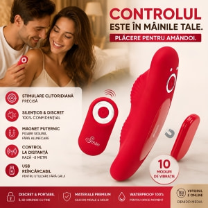 Sweet Smile Vibrator Pentru Chiloți: 10 Moduri, Reîncărcabil Roșu Thumb 10