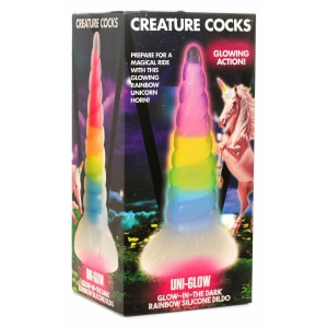 UniGlow Horn — Dildo silicon Fosforescent 20 cm Multicolor Thumb 3