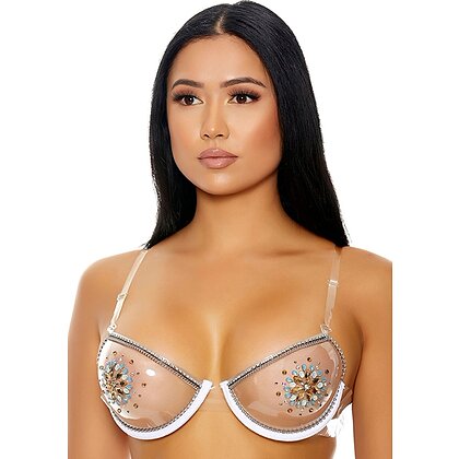 Sutien Forplay Clear The Air Rhinestone Alb