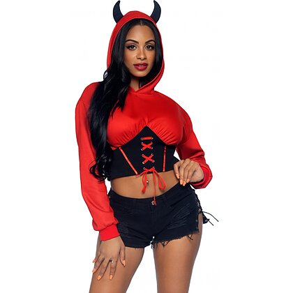 Costum Leg Avenue Devil Cropped Hoodie Roșu