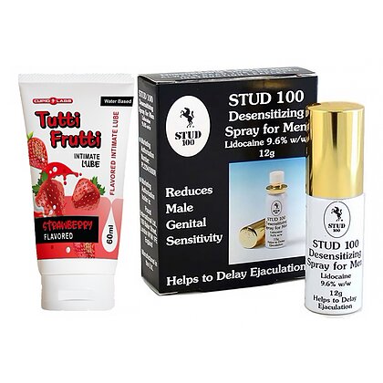 Pachet Spray Stud 100 Original + Lubrifiant Sex Oral Căpșuni 100ml