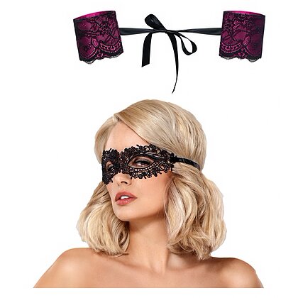 Pachet Cătușe Obsessive Roseberry Mov + Mască Obsessive A710 Negru