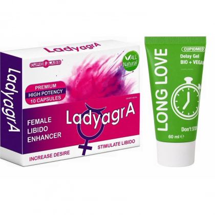 Pachet Pastile Libido Ladyagra 10capsule + Gel Ejaculare Precoce Long Love 50ml
