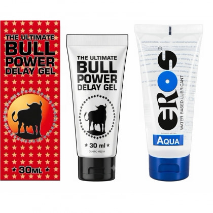 Pachet Lubrifiant Eros Aqua + Gel Ejaculare Prematură Bull Power Delay 30ml