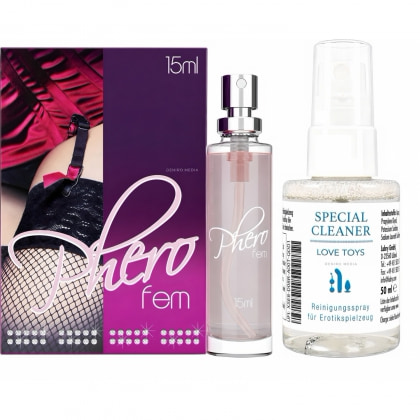 Pachet Parfum Feromoni PheroFem 15ml + Special Cleaner Love Toys 50ml