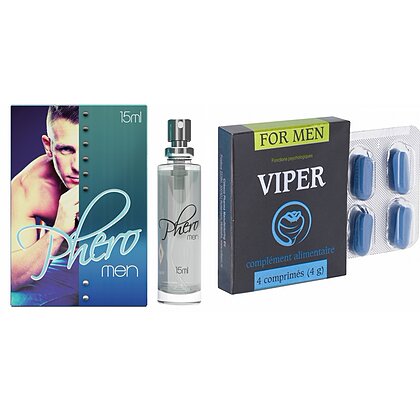 Pachet Parfum cu Feromoni Pheromen + Pastile Potență Viper FR 4 capsule