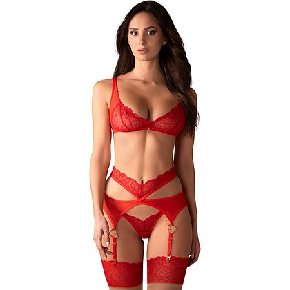 Suspender Set Obsessive Cupide Desir Roșu