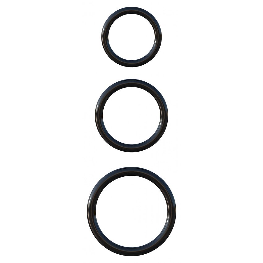 Silicone 3-Ring Stamina Set Negru