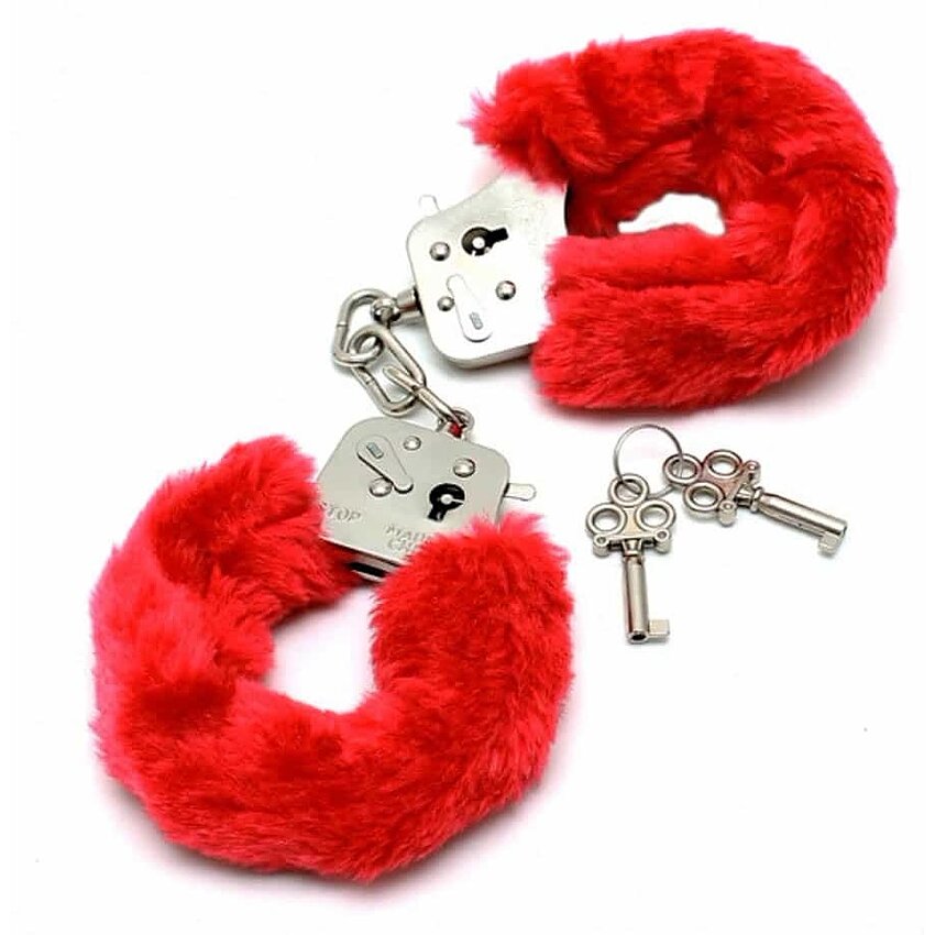 Cătușe Police With Soft Fur Roșu