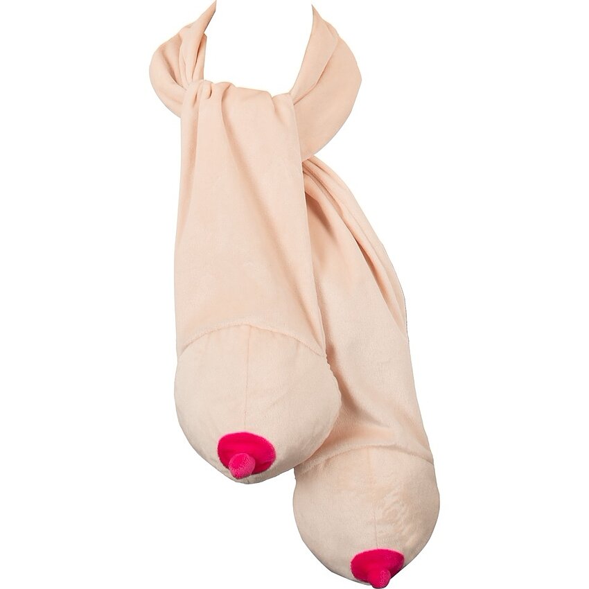 Eșarfă Haioasă cu Două Forme De Sân, Bej Pufos