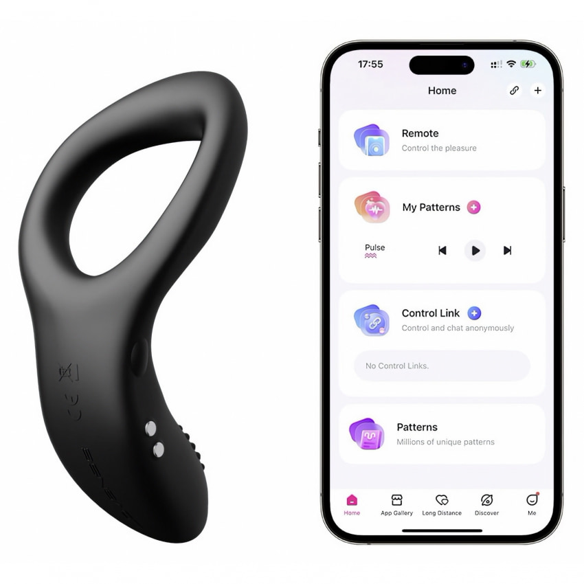 Lovense Diamo Vibrating Ring Negru