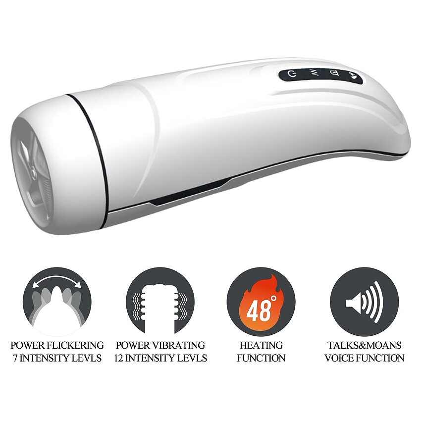 Masturbator Cu Vibrații Și Încălzire Marissa Alb