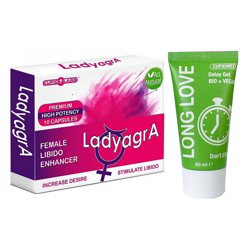 Pachet Pastile Libido Ladyagra 10capsule + Gel Ejaculare Precoce Long Love 50ml