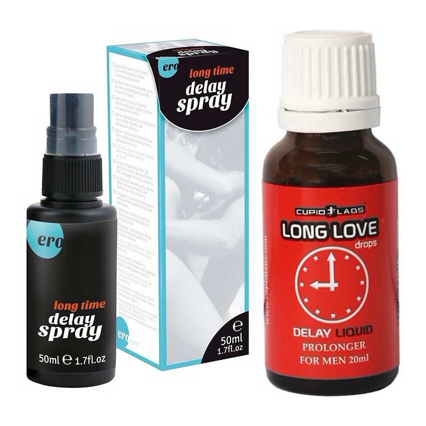 Pachet Spray HOT Delay 50 ml + Picături Ejaculare Precoce Long Love 20ml