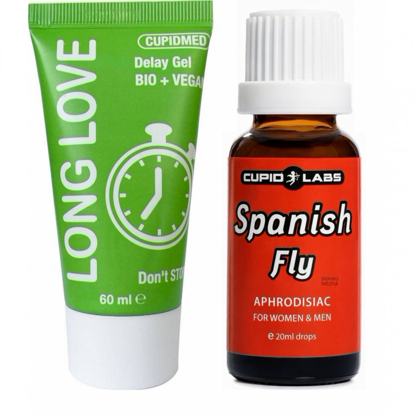 Pachet Gel Ejaculare Precoce Long Love 50ml + Picături Afrodisiace Spanish Fly 20ml