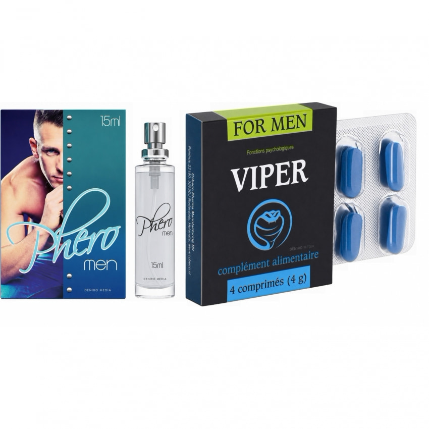 Pachet Parfum cu Feromoni Pheromen 15ml + Pastile Potență Viper FR 4 capsule