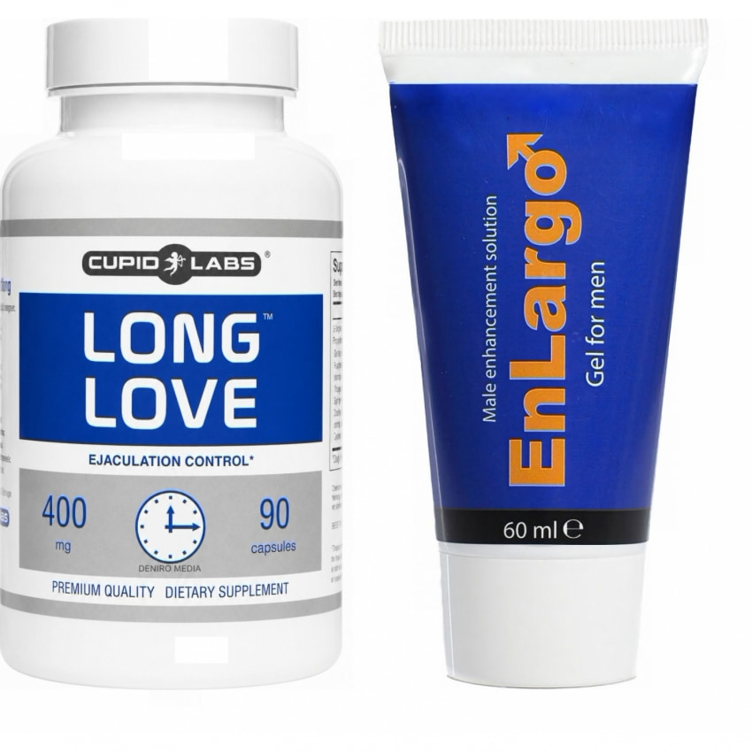 Pachet Cremă Mărirea Penisului Enlargo 100ml + Pastile Ejaculare Precoce Long Love 90buc