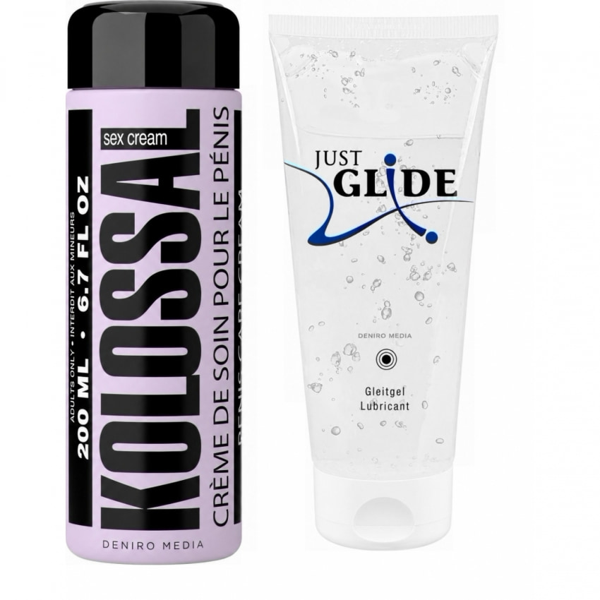 Pachet Cremă Mărire Penis Kolossal 200ml + Lubrifiant Just Glide Anal 200ml